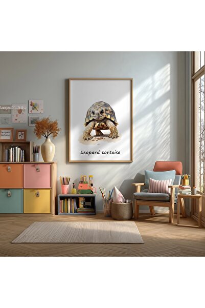 KEYFHOME Poster de pictură pe tablă MDF cu ramă Leopard Turtle, cadou pentru ...
