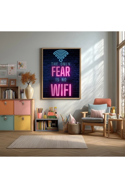 KEYFHOME Singura teamă este fără Wi-Fi Poster de masă din MDF cu ramă pentru ...