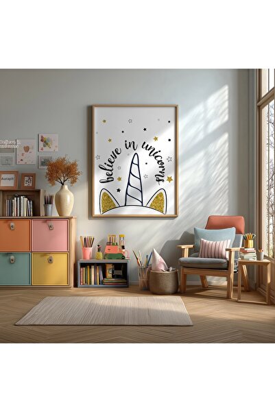KEYFHOME Poster cu tablou MDF cu cadru Unicorn magic, cadou pentru decorarea ...