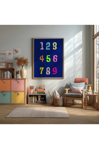 KEYFHOME Numere colorate educative înrămate MDF Poster de pictură Cadou pentr...