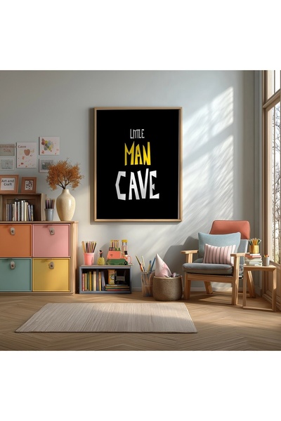 KEYFHOME Little Man Cave Tipografie înrămată MDF Poster pictat pe tabla Decor...
