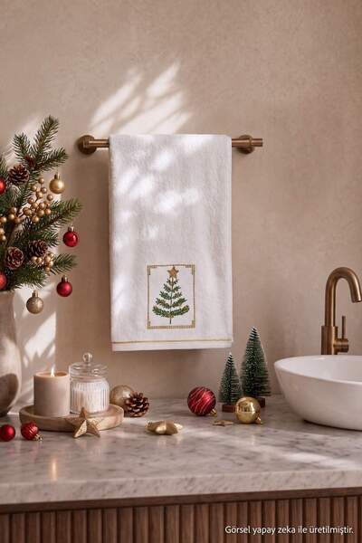 TRENDYOLMİLLA HOME Besticktes Handtuch mit Weihnachtsmotiv 40x70cm TPHAW27HVL...