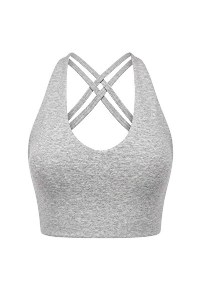 Trendyol Collection Gray Melange Diver/Scuba Throw Cap Sports Bra Thmaw27Ss00010