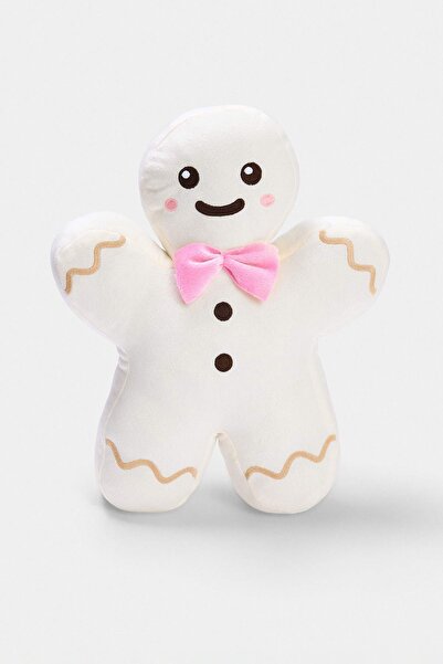TRENDYOLMİLLA HOME White-Pink Cookie Man Christmas Themed Throw Pillow Tphaw2...