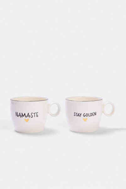 TRENDYOLMİLLA HOME Σετ 2 τεμαχίων Namaste, Stay Golden Κούπες Πορσελάνης 230 ...