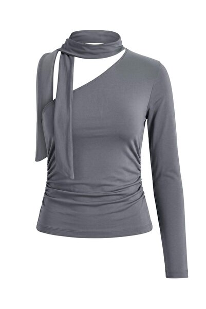 Trendyol Kollektion Anthrazitfarbene Bluse TWOAW27BZ00374