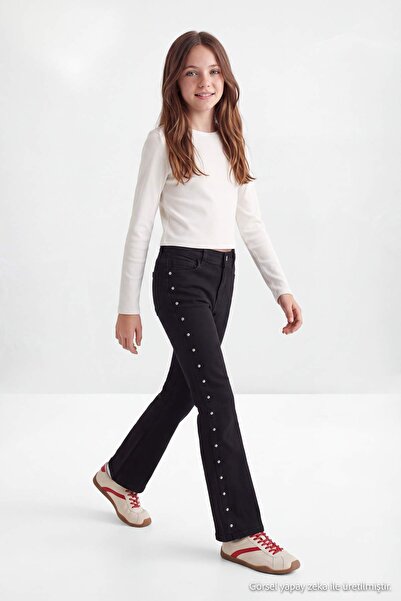 TRENDYOLKIDS Schwarze Flare-Jeans für Mädchen TKDAW27JE00021