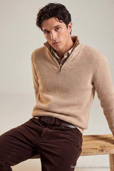 Trendyol Kollektion Stone Regular Half Rollkragenpullover aus Strick TMNAW22K...