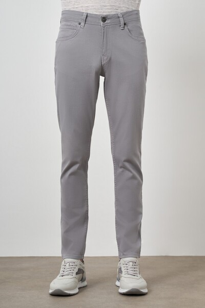Morven Erkek Gri Pamuk 5 Cep Slim Fit Jean Kot Pantolon