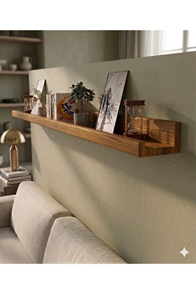 Mutowood 30 cm Tekli Çam Ahşap (MAT BURMA RENGİ) Resim Çerçeve Rafı Duvar Raf...