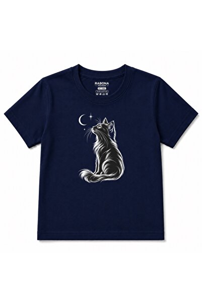 Rabona Fashion Tricou pentru copii cu grafică Pisică și Semilună însoțite de ...