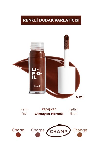 Leef Lip Oil Champ Renk Veren Nemlendirici Dudak Yağı - Mocha Brown