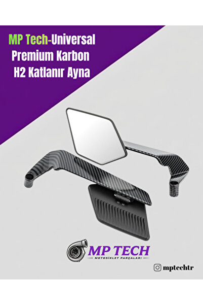 MP Tech Yeni Tip H2 Premium Katlanır Ayna Karbon Renk