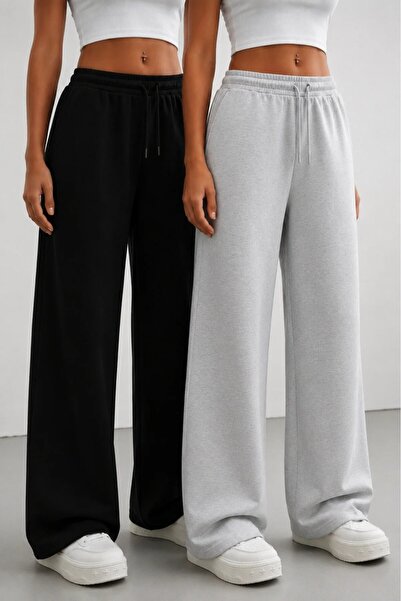 MİTO SPORT Set 2 piese pantaloni de trening wide leg, de tranziție, cu tiv de...