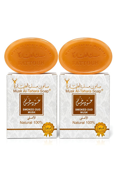 MUSK AL TAHARA 2 قطعة من صابون العود المسك المدخن للمنطقة الحساسة والجسم 50 ج...