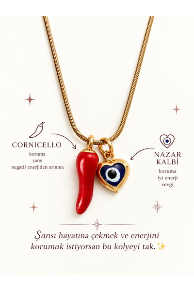 Arsaley Collection قلادة ذهبية من كورنيتشيلو مع سلسلة فولاذية مزينة بالفلفل ا...