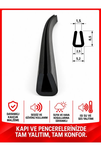MAKPLASTİK FİTİL PROFİL A 433 Oto Çamurluk Yan U Fitil 20 Metre Siyah