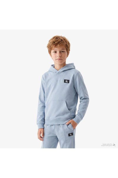 Calvin Klein Terry Woven Label Çocuk Mavi Sweatshirt