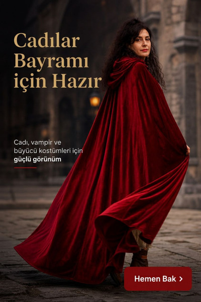 Store Kırmızı Kadife Pelerin Cadılar Bayramı Halloween Parti Cosplay Kostümü ...