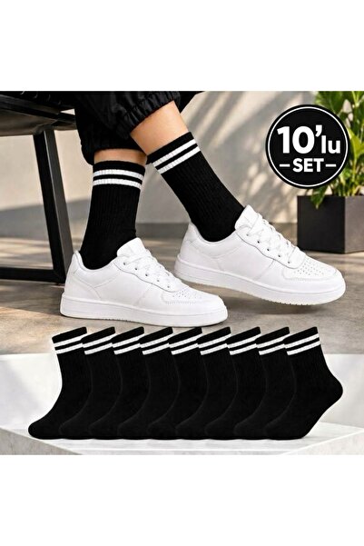 Genel Markalar Ekonomik Çorap Siyah Tenis Çorap Soket Çorap 10 lu Çorap