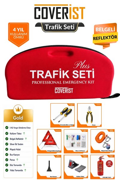 COVERİST Eva Trafik Seti Plus - 1 KG Yangın Tüpü - 4 Yıllık - Kırmızı - Gold ...