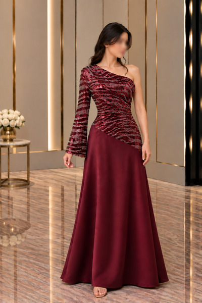 GORI FASHION فستان سهره راقي مزين بترتر