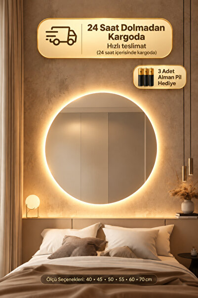 Kablosuz Pilli Ledli Özel Tasarım 4mm 45x45 Dekoratif Ultra Lux Ayna(PİLLER YANINDA GELMEKTEDİR)