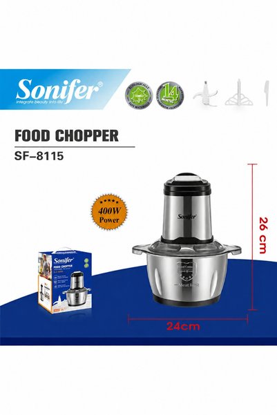 Sonifer مفرمة طعام كهربائية 1.8 لتر 400 واط - ضمان لمدة سنتين، SF-8115