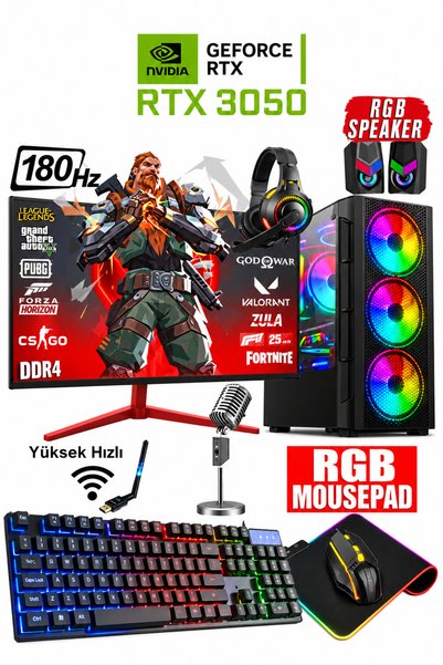 Dmc N309 (PUBG,GTA 5) Windows 11 Ryzen 5 5500 32GB 1TB SSD RTX3050,24" 180hz Oyuncu Masaüstü Bilgisayarı