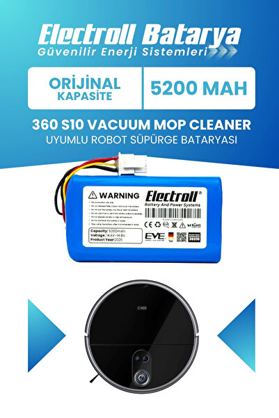 ELECTROLL 360 S10 Vacuum Mop Cleaner Batarya (Orijinal Kapasite) 5200mah Pil ...