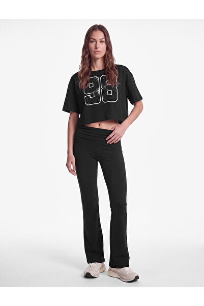 Koton Katlı Yüksek Bel Slim Fit İspanyol Paça Spor Tayt