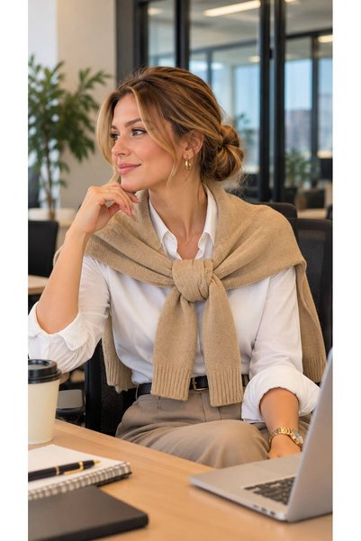 MARBERRY Mink Soft Textured Knitwear Tied Sweater Shawl 50X65 cm