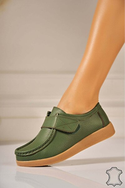 Joana Women's Loafers Natural Leather Green Genesi