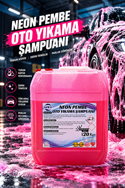 Apex Pembe Renkli Oto Yıkama Köpüğü, 20 Kg Konsantre Renkli Şampuan Pembe Köp...