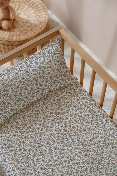 TBA COLLECTION Set de cearșafuri elastice pentru bebeluși |   Înflorirea de bruyère