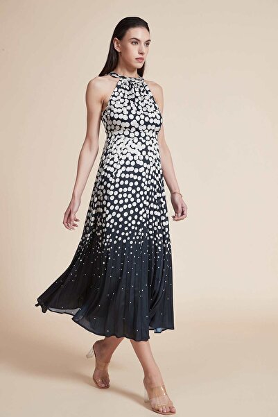 Yola Sleeveless Ruffled Polka Dot Midi Dress