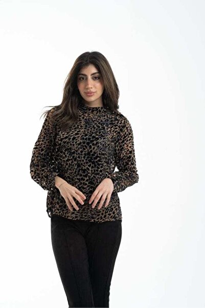 Nichii بلوزة نسائية بطبعة النمر بأكمام طويلة
