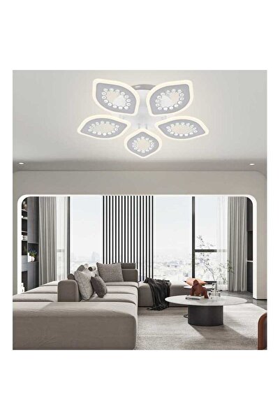 LightPlanet Plafonieră LED cu 5 lumini, reglabilă, cu telecomandă Wi-Fi, 48 c...