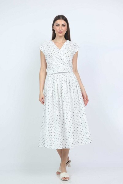 mica Soft Pleated Midi Skirt with Print