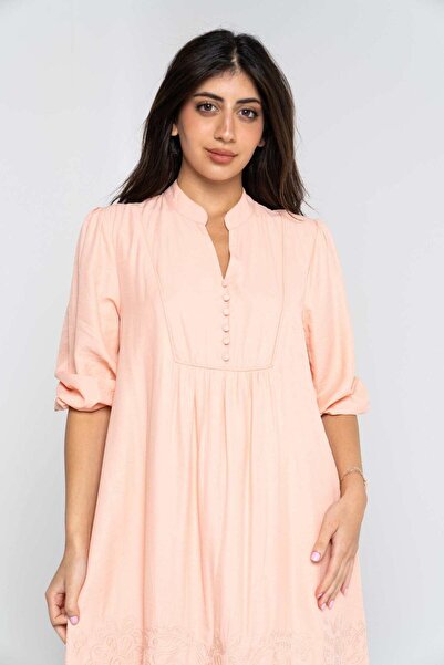 Nichii Women's Loose Midi Dress with 3/4 Sleeves and 75-Inch Neck Opening