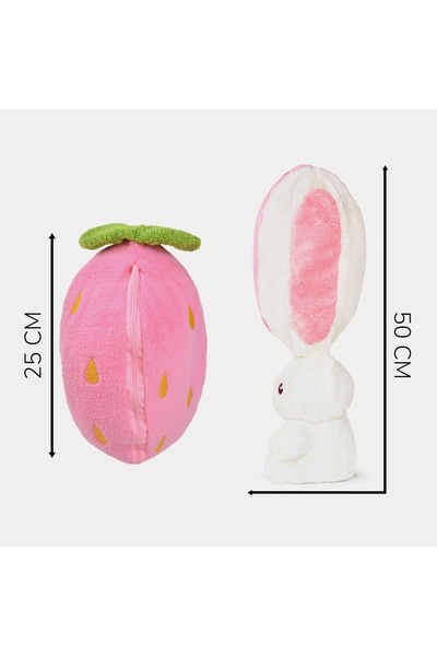 Özgüner Oyuncak Pandamkee Çilek Tavşan Çantalı Sevgiliye Özel 50 cm