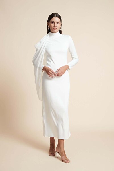 Yola High Neck Long Sleeve Midi Dress