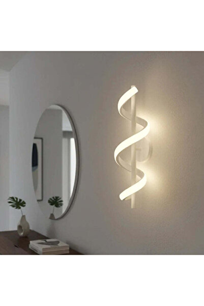 Jiju Φωτιστικό τοίχου LED σπιράλ, 220V, λευκό, 3 τύποι φωτισμού, αλουμίνιο Ακ...