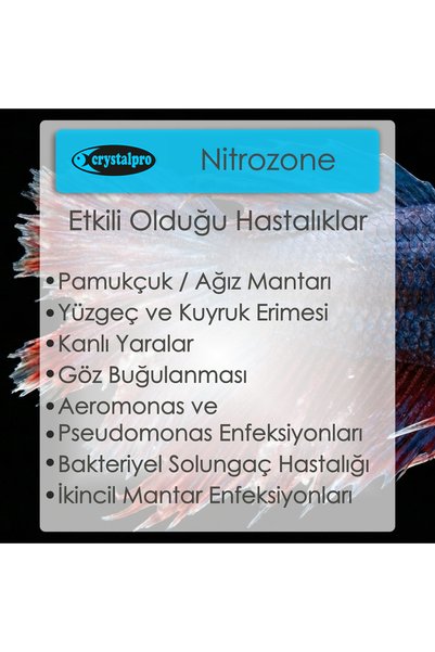 Crystalpro Nitrozone 125ml - Akvaryum Balıkları İçin Bakteriyel ve Fungal (Mantar) Rahatsızlıklara Karşı Etkili Su Düzenleyici