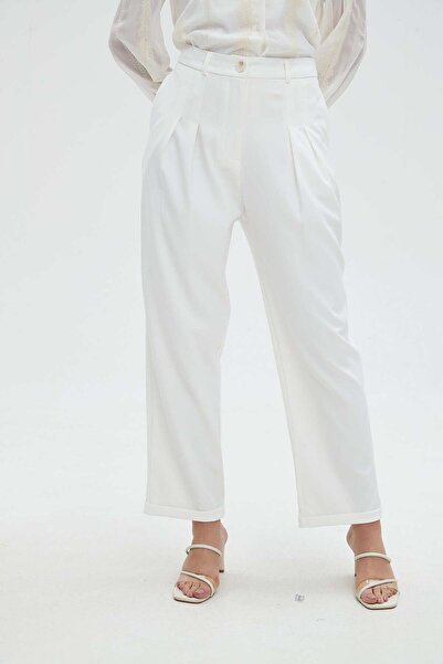 mica Solid High-Waist Pants with Pockets