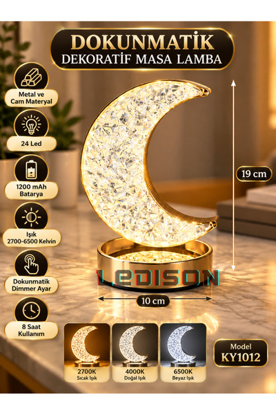 ledison Dekoratif Ay Işığı Hilal Masa Lambası