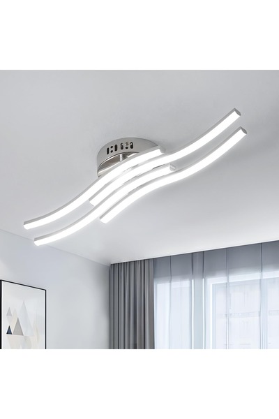 LightPlanet Plafonieră modernă argintie, 60 cm, alb rece
