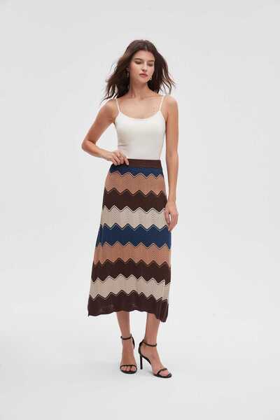 Livia Multi-Colored Striped Midi Skirt