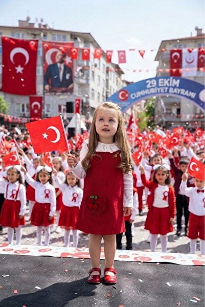Nehirim Kids Kız Çocuk Kiraz Detaylı Kadife Jile Fisto Yakalı Uzun Kollu Badi...