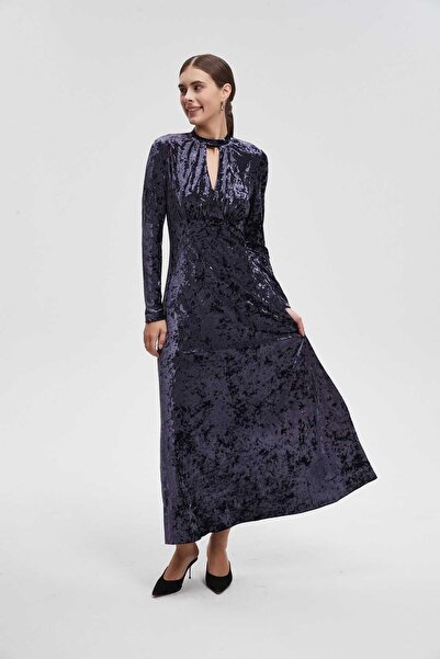 Livia Long Shiny Dress with Long Sleeves